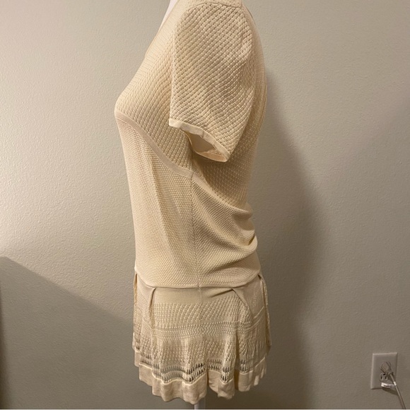 BCBGMAXAZRIA Emily Peplum Ivory Cream Short-Sleeve Blouse - Picture 14 of 15